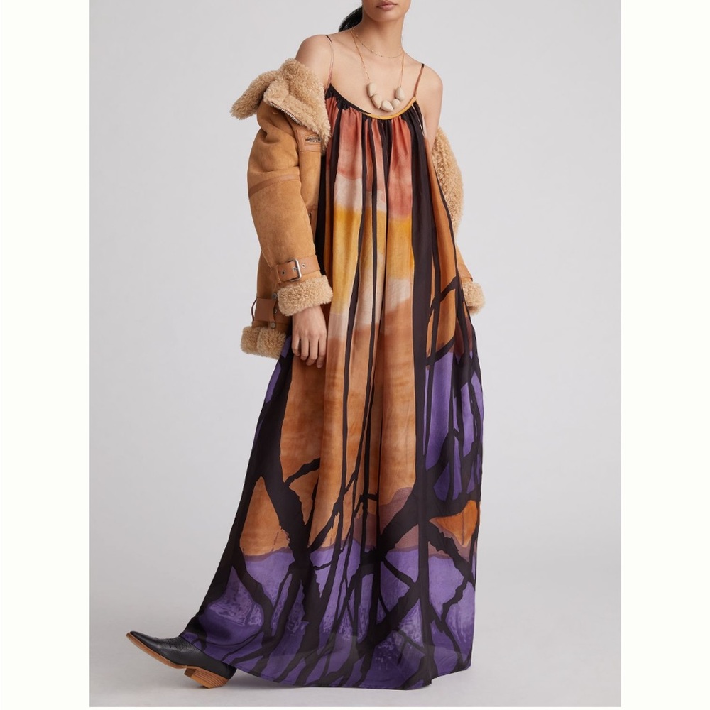 Mes Demoiselles Multicolor Brown Purple Maxi Dress